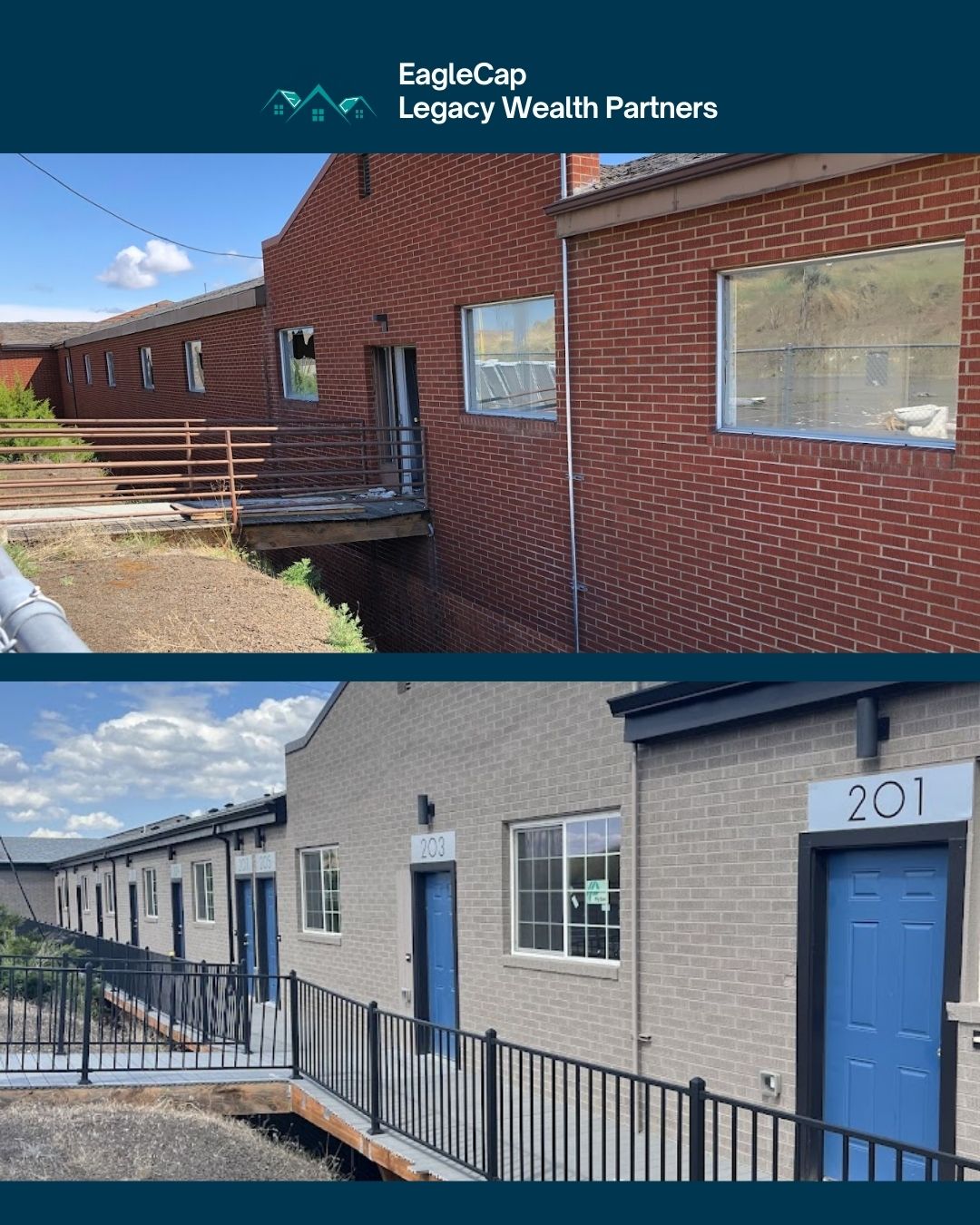 Stone Ridge building exterior before and after